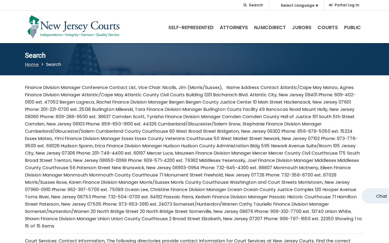 Linden residents directory New Jersey Courts public search menu